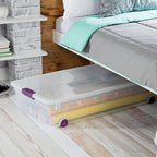Sterilite 8-Pack 60 Quart ClearView Latch Box, Wheeled Underbed Organizer Bins with Latching Lids - Clear Plastic Organizatio