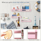Forbena Pink Floating Shelves for Wall, Aesthetic Wall Bookshelf for Girls Room Decor, Wood Nursery Bookshelves for Toddler K