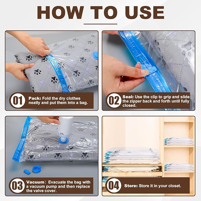 25 Pack Vacuum Storage Bags for Clothing Travel Vacuum Seal Bags With Wireless Pump IP67 Waterproof Reusable Vacuum Compressi