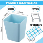 Namalu 12 Pack Peg Board Storage Bins with Labels and Hooks Square Box Shape Pegboard Cup Holder Accessories Pegboard Organiz