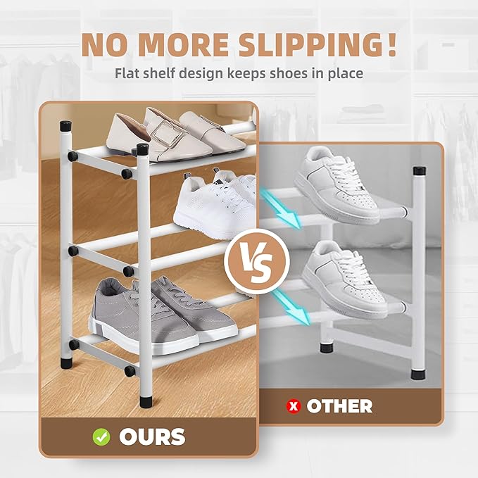 STORAGE MANIAC Expandable Shoe Rack, 12 Pairs Stackable Small Shoe Rack, Metal Adjustable Shoes Organizer for Closet, Entrywa