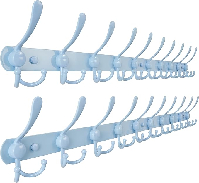 Dseap Coat Rack Wall Mount - 38” Long 10-Tri-Hooks Heavy Duty Coat Hanger Rail Wall Hooks for Hanging Coats Hats Clothing Clo
