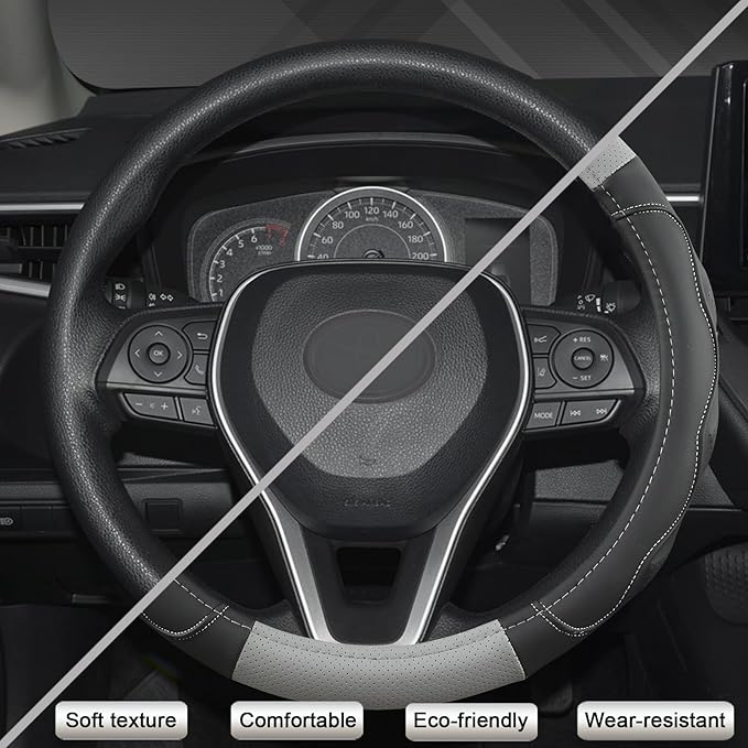 West Llama 3D Texture Steering Wheel Cover for Toyota, Anti-Slip Design, Premium Leather, Custom Fit for 14.5-15 inch, Stylis