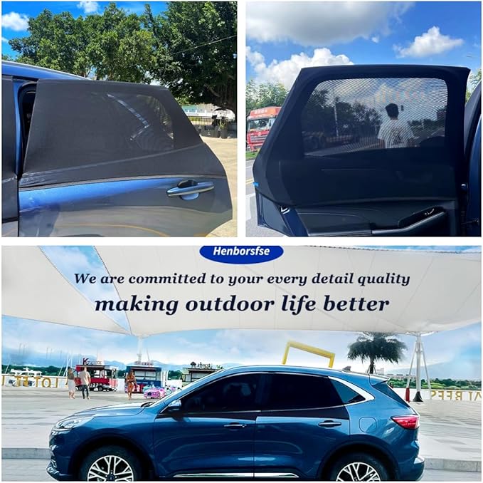 2Pack Rear Side car Window sunshades,Premium Rear Privacy Screens for SUV,Sedans,Truck Van,Double Layer Breathable Elastic Spandex mesh,Bug Insect Protection,Camping Travel Essential(Max43.5 * 32.5)