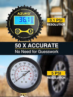 AZUNO Digital Tire Inflator with Pressure Gauge, 200 PSI, Heavy Duty Air Compressor Accessories, Comes with a Portable Carrying Box