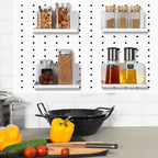 Therwen 4 Pack Magnetic Pegboard Shelves Wall Organizer Metal Pegboard Shelf Steel Tray Accessories Organizing Tools for Craf