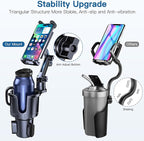 Cup Holder Phone Tablet Mount, 2 in 1 Car Cup Holder with Expander Adjustable Long Arm for Car,360°Rotation Phone Tablet Mount Compatible for iPad, All Smartphones and Most Bottles