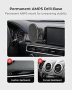 Magsafe Magnetic Car Cell Phone Holder with AMPS Mounting Plate - Fast Charging Phone Stand Compatible with MagSafe, iPhone, Samsung (Drill Base AMPS Plate)