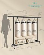 SONGMICS Clothes Rack with Wheels, Heavy-Duty Clothing Rack for Hanging Clothes, Portable, 17.7 x (63-78.7) x 63.6 Inches, wi