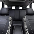 Flying Banner car seat Covers Protects Zebra Printing Velvet Faux Leather Carbon Fiber Front and Rear Bench Full Set (Zebra B