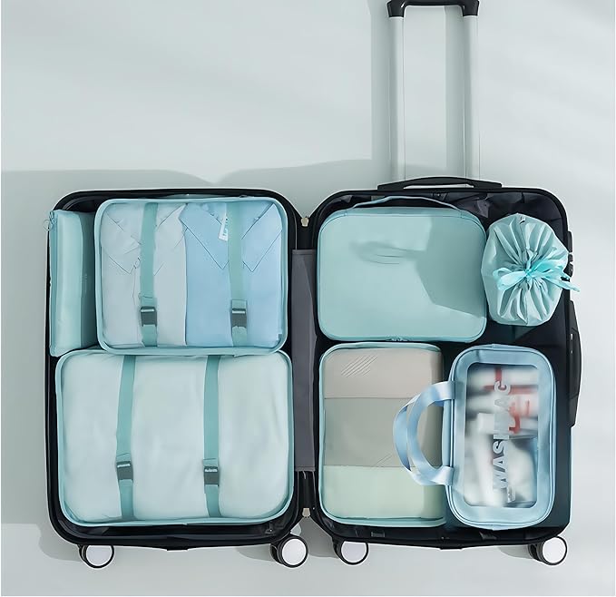Travel packing cube bag 7 Piece Set, Travel cubes for packing hotor backpack,Suitcase Organizer Luggage Cubes with Wash Bag, 