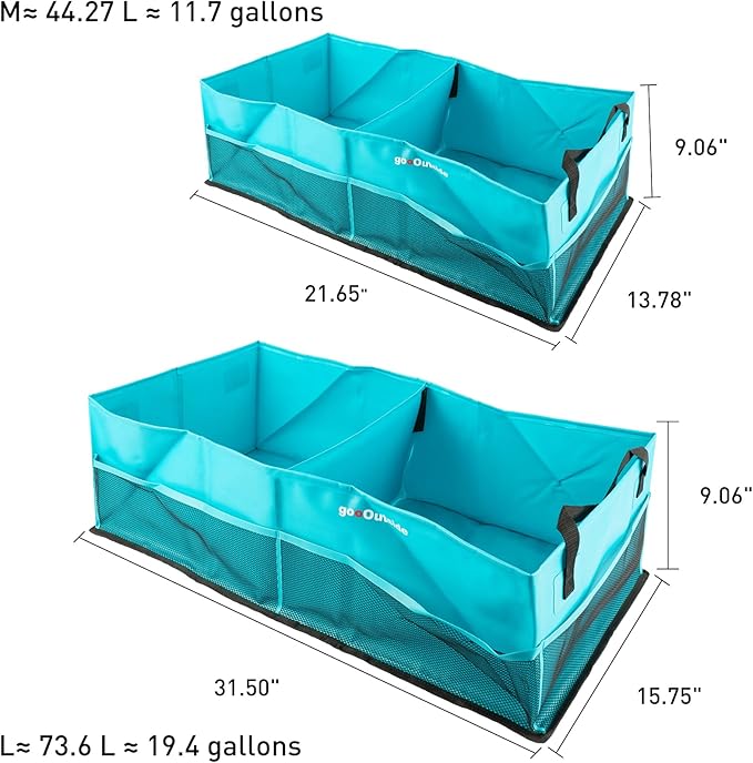 Collapsible Waterproof Car Trunk Organizer, Soft PVC Storage Bin with Rugged PVC-Coated Fabric for SUV & Truck (Aqua Blue, PLU