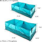 Collapsible Waterproof Car Trunk Organizer, Soft PVC Storage Bin with Rugged PVC-Coated Fabric for SUV & Truck (Aqua Blue, REG)