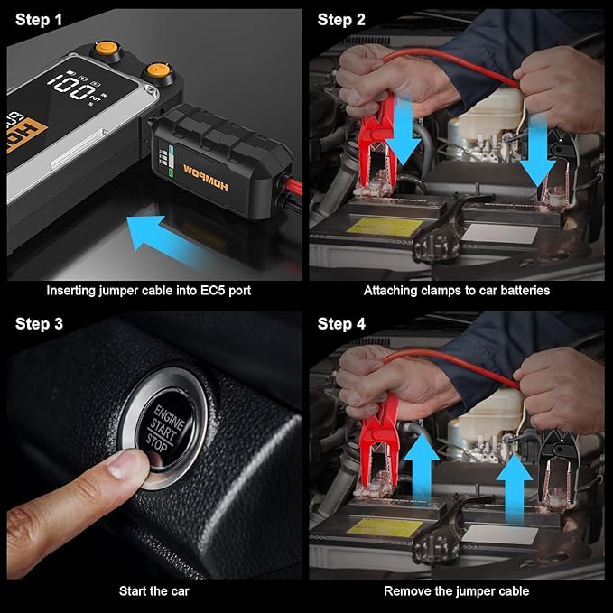 6000A Car Jump Starter, Portable Car Jumper Starter Battery Pack for All Gas and Up to 12L Diesel Engine, 12V Jump Box with