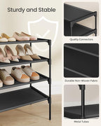 SONGMICS Shoe Rack, 4-Tier Shoe Storage Organizer, Space-Saving, 11.7 x 24.5 x 27.7 Inches, Entryway, Metal Frame, Non-Woven 