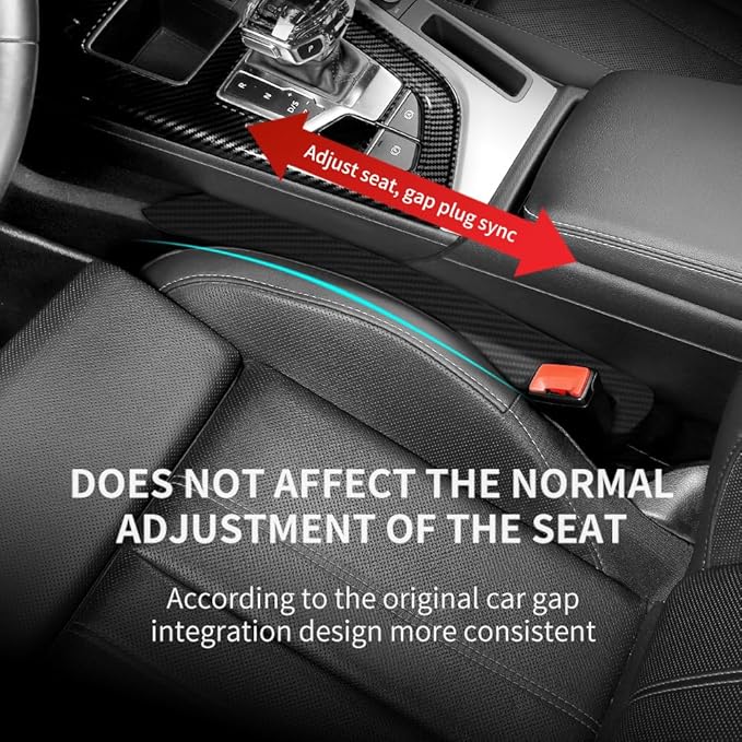 2PCS Car Seat Gap Filler,Super Flexible Car Side Seat Gap Filler CCar interior Accessories,Universal Car Organizer Between Seats for Tightly Filling Seat Gaps(Carbon Fiber/2PCS)…