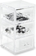 Huang Acrylic Clear Stackable Upright 3-Drawer Organizer, Makeup Jewelry Accessories Cosmetic Countertop Storage Display 3.5 