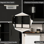 Medicine Cabinet, Wooden Bathroom Wall Cabinet with 2 Doors, Adjustable Shelves & Towel Bar, Over Toilet Storage Cabinet Wall