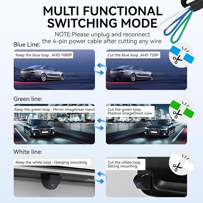 AHD 1080P Metal Backup Camera - IP69K Waterproof 170 Degree Wide Angle, Clear Night Vision Reverse Camera for Car Trucks SUV 