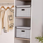 STOREONE Fabric Storage Cube Bins Foldable Organizer Container Collapsible Basket with Lids and Metal Handles, for Home, Bedr