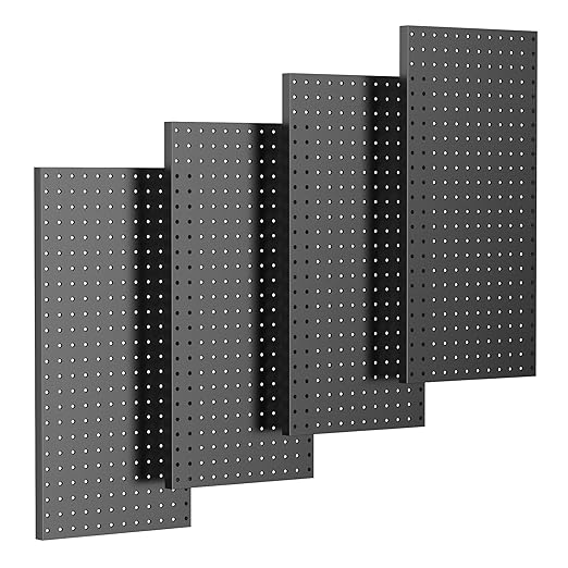 TORACK 4-Pack 12x24 inch Metal Pegboard Panels for Wall, Garage Tools Pegboard for Workbench, Modular Peg Board, Tool Organiz