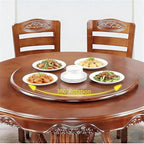 24" Large Wooden Lazy Susan Turntable, Round Rotating Wooden Serving Tray 360° Silent Smooth Rotating Round Serving Tray for 