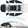 8PCS Windshield Sun Shade Kit for 2021-2026 Tesla Model S Plaid(Not fit Model S) Full Privacy Side Rear Window Shade Cover Foldable Sun Visor Protector Blocks UV&Heat