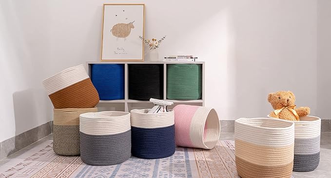 voten Storage Cubes Baskets Bins Organizer 11x11x11'' Fit 12x12''Cube Storage Organizer Bookcases Shelf,Durable Woven Cotton 