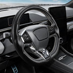 3-Piece Carbon Fiber Steering Wheel Cover for Ford Mustang Mach-E 2021-2026, Custom Fit Clip-On Quick Installation Ultra-Thin Interior Car Accessories for Men Women(Matte Black)