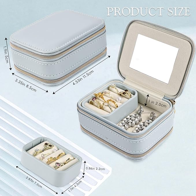 Greenfeather Jewelry Travel Case, PU Leather Travel Jewelry Organizer Box,Small Portable Jewellery Storage Holder for Women R