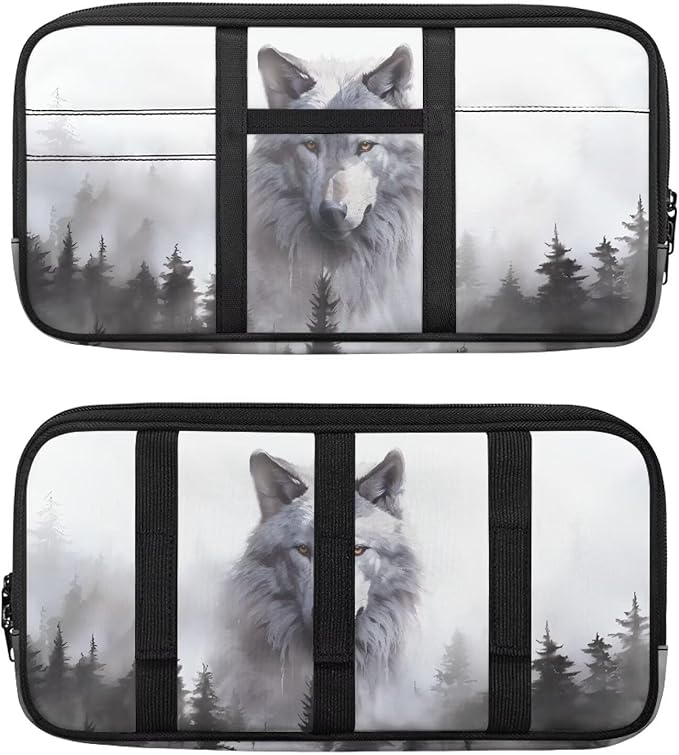 Wolf PrintCar Sun Visor Organizer Visor Organizer Car Sun Storage Pocket Pouch Case Bag for Card Pen Phone Interior Car Accessories