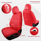 FREESOO Red Car Seat Covers Full Set - Faux Nappa Leather Seat Covers for Cars, Ultra Breathable Waterproof Front Seats Prote