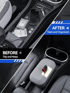 for Mini Cooper Center Console Organizer 2025 2026 Mini Cooper [F65 F66 Gas Version Only] Accessories Armrest Tray Middle Storage Box Insert Container Durable ABS Plastic-Grey
