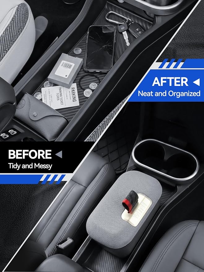 for Mini Cooper Center Console Organizer 2025 2026 Mini Cooper [F65 F66 Gas Version Only] Accessories Armrest Tray Middle Storage Box Insert Container Durable ABS Plastic-Grey