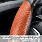 Mandark 3PCS Carbon Fiber Car Steering Wheel Cover, Anti-Skid Leather Vehicle Segmented Steer Wheel Protector, Auto Interior 