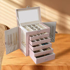 BOOVO Jewelry Box For women, 6 Layer Large Jewelry Organizer With Mirror, Multi-Function Storage Box With Lock, Accessory Hol