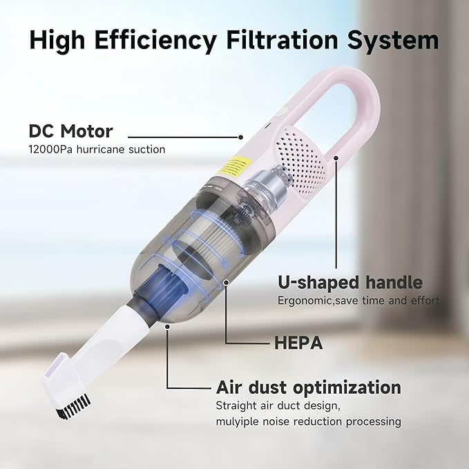 Handheld Vacuum Cleaner,Ultra-Lightweight Mini Portable Vacuums for Home, 6 in 1 Stick Vac Cleaners for Car,Pet Hair(Green Co