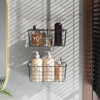MaraFansie Hanging Kitchen Baskets Wire Storage Basket Adhesive and Screws Basket Over the Cabinet Door Organizer with Adhesi