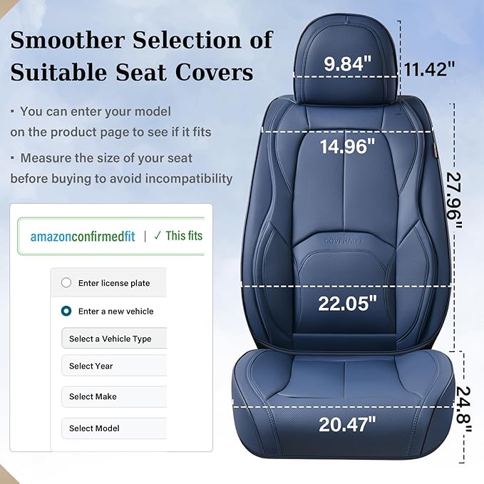 Coverado Seat Covers, Car Seat Covers Front Seats, Premium Nappa Leather Seat Covers for Cars, Waterproof Car Seat Protector 