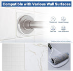 White Metal Shower Rod Holders (2 Pack), Heavy Duty Adhesive & Screw Mount Shower Curtain Rod Brackets, No Drilling