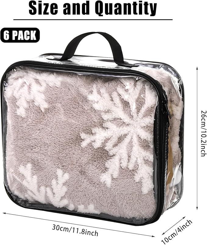 Fasmov 6 Pack Large Clear Travel Packing Cube, See-Through PVC Organizer, Vinyl Zippered Storage Bags Multipurpose Pouch with