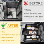 PIMCAR Full Size Console Armrest Organizer Compatible with 2019-2022 Chevy Silverado/GMC Sierra 1500 & 2020-2023 Silverado/Sierra 2500 HD/3500 HD-Full Console w/Bucket Seats ONLY Red Trim