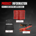K KRIËGER Jumper Cables for Car Battery, Heavy Duty Automotive Booster Cables for Jump Starting Dead or Weak Batteries with Carrying Bag Included (16-Feet (4-Gauge)