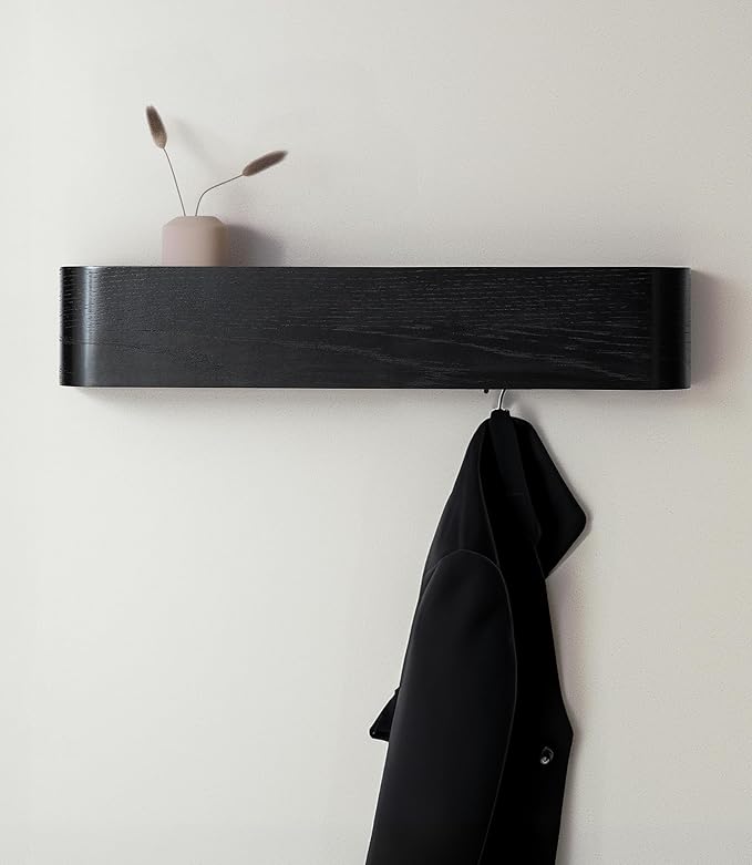 Kazai. Wall-Mounted Coat Rack 'Toke' - Modern Design Coat Rack with Hidden Wall Hooks - Solid Wood Veneer Panel Coat Hanger -