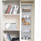 BrilliantJo 5 Shelves Hanging Closet Organizer, 2 Pack Hanging Storage with 6 Side Pockets for Clothes Bags, 43"x12"x12"(Ligh