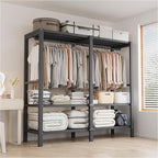 Foldable Portable Wardrobe On Wheels, Freestanding Garment Rack, with Magnetic Door 2000lbs, Heavy Duty Clothes Rack, for Bed
