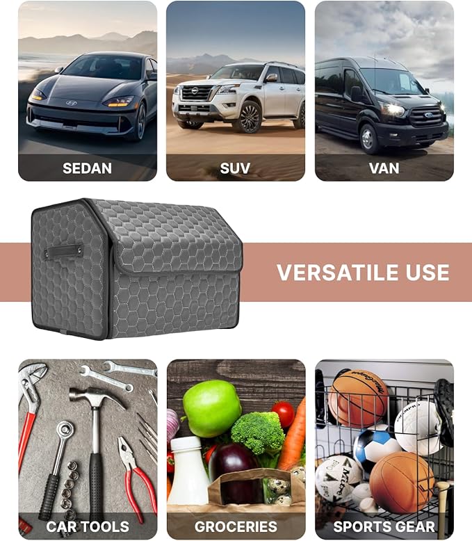 Owleys Foldable Trunk Organizer For Car - Trunk Organizers Car Storage - Collapsible Auto Trunk Organizer With Lid - Small