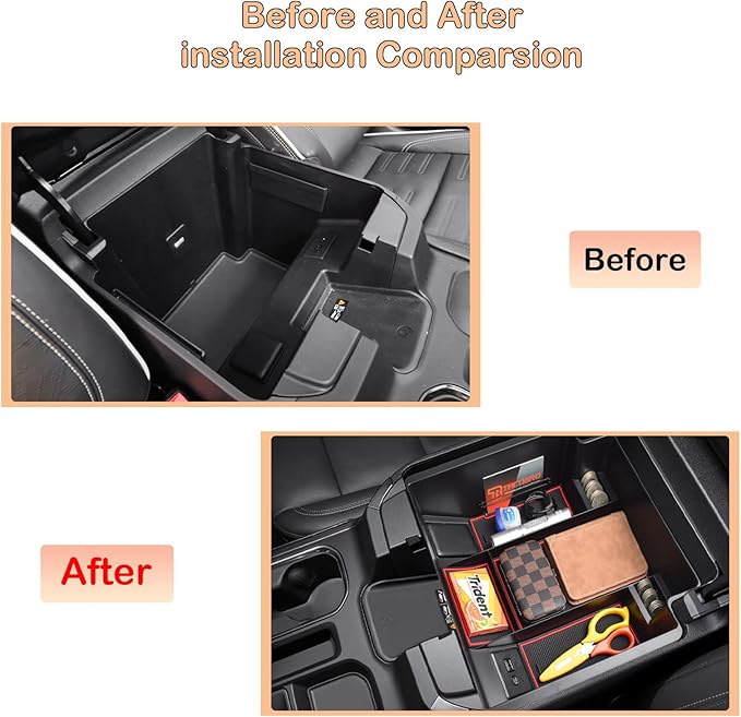 TACORBO Center Console Full Organizer Tray Compatible with Refreshed 2022-2024 2025 2026 Silverado/Sierra 1500,2024-2026 Chevy Silverado/GMC Sierra 2500HD 3500HD,Front Bucket Seats Only
