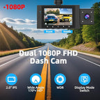Dual Dash Cam Front and Inside, FHD 1080P Dashcam with 64GB Card, DashCamera for Cars with Night Vision, 24H Parking Monitor,