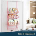 Consumest Over The Door Hooks Organizer - 4 Tier Door Coat Rack with 3 Baskets and 12 Hooks, Stainless Steel Towel Hanger for